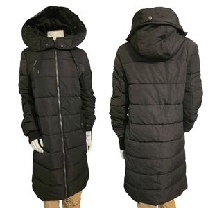 BCBGeneration Black Long Hooded Puffer Jacket Size S NWT
